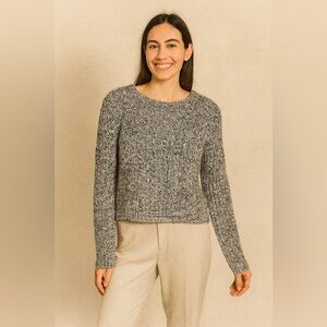 TopShop Black Gray White Marled Angora Blend Knit Long Sleeve Sweater Sz 6-8